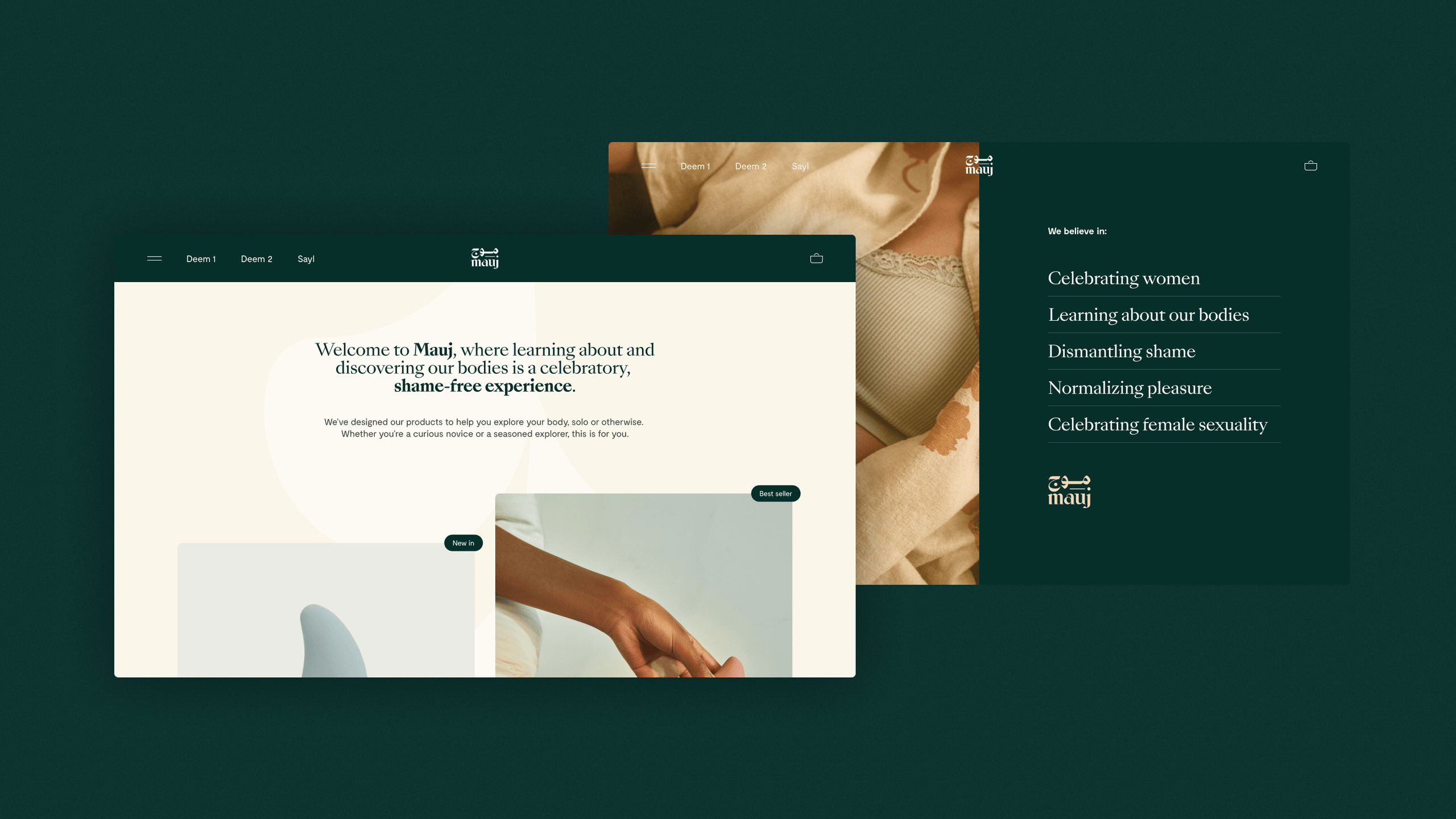 Screenshot of Mauj Shopify store