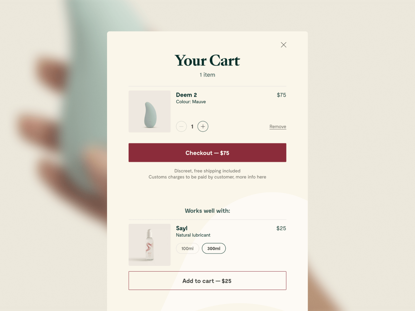 Mobile screenshot of Mauj shopping cart