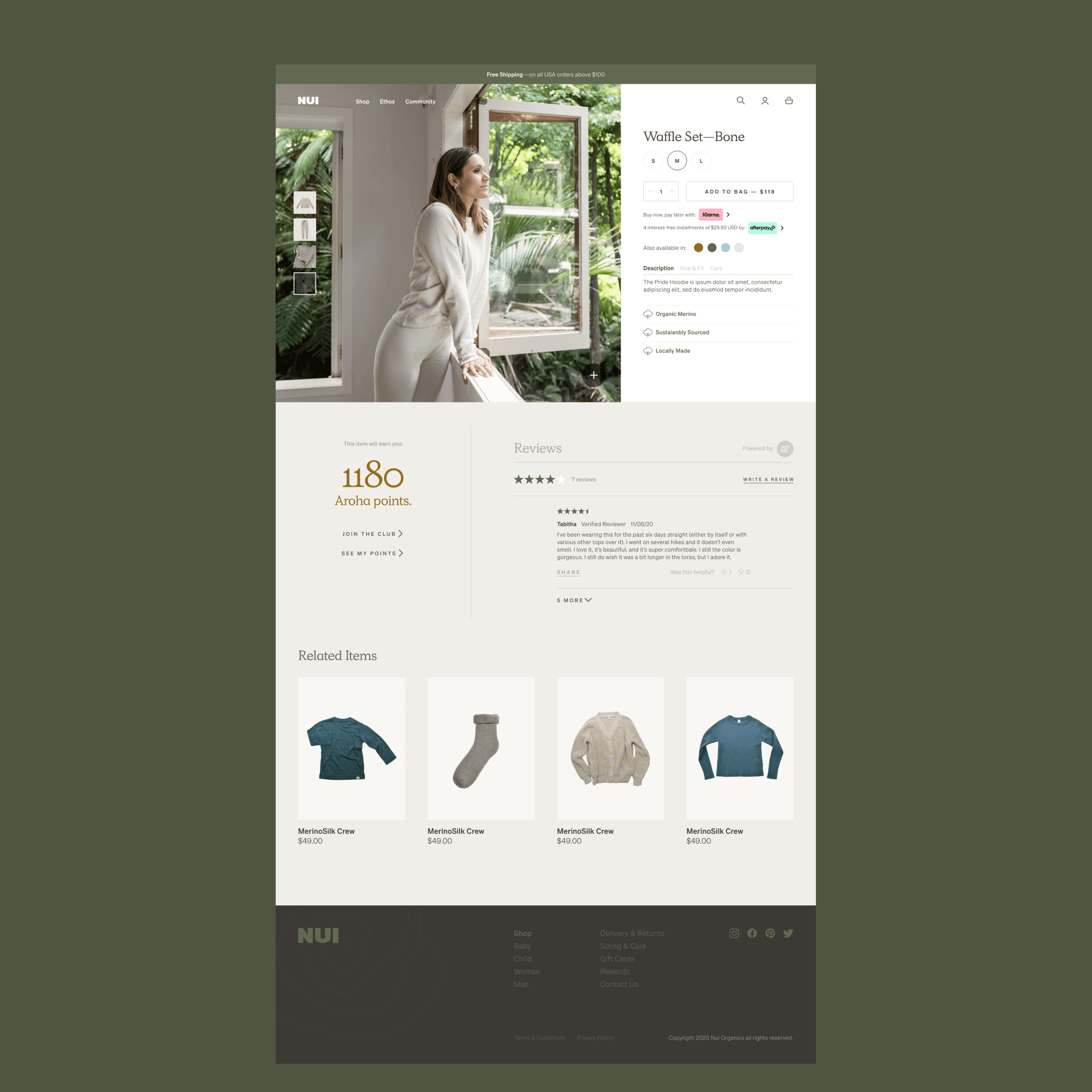 Screenshot of Nui product detail page
