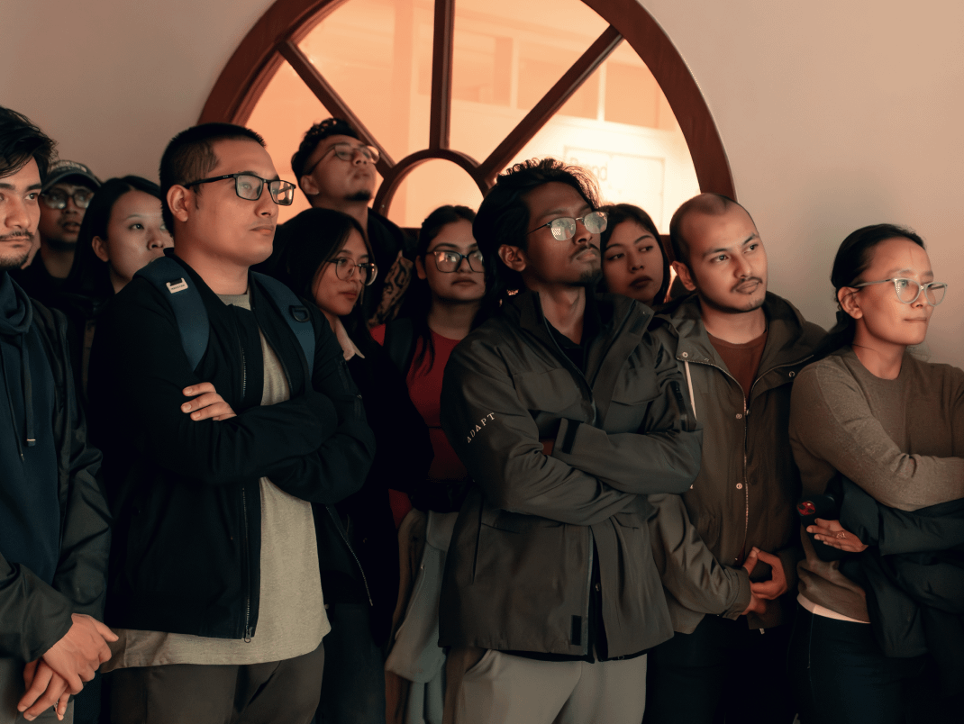 Group of people looking at something